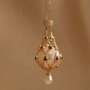 Gold chain net pearl necklace
