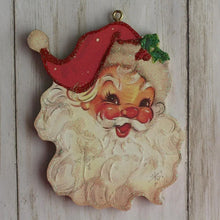Load image into Gallery viewer, Vintage Wooden Jolly Santa Ornament
