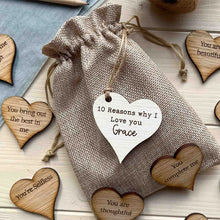 Load image into Gallery viewer, 10 Reasons Why You Are My Bestie Jute Bag With Hearts