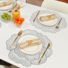 Load image into Gallery viewer, Hollow Out Flower Design Round Placemat Set
