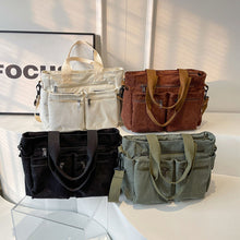 Load image into Gallery viewer, Ensfarget kordfløyel totebag
