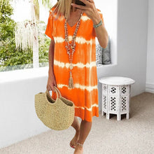 Load image into Gallery viewer, Tie-Dye Striped Short-sleeved Loose T-shirt Dress