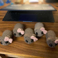 Load image into Gallery viewer, Cute Sad Crochet Hamster Keyring