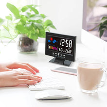 Load image into Gallery viewer, Digital LED Temperature Humidity Monitor Alarm Clock
