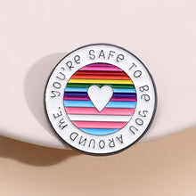 Load image into Gallery viewer, Round Rainbow Enamel Brooch