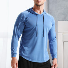 Load image into Gallery viewer, Men's Solid Long Sleeve Drawstring Hoodie Tee