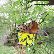 Load image into Gallery viewer, Cat in a flowerpot Suncatcher Stained Glass Window Hangins