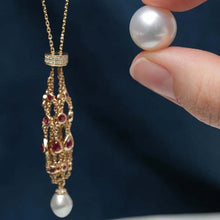Load image into Gallery viewer, Gold chain net pearl necklace