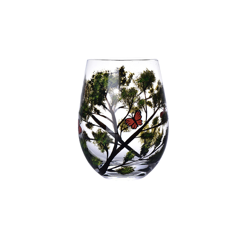 Four Seasons Tree Wine Glasses - Hand Painted Art