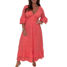 Load image into Gallery viewer, Embroidery Anglaise Frill Sleeve Midi Dress