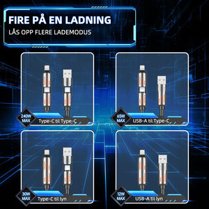 240W 4-i-1 USB-C hurtigladekabel