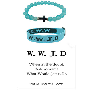 WWJD Cross Beaded Bracelet Set