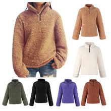 Load image into Gallery viewer, Zipper Collar Faux Fur Teddy Pullover