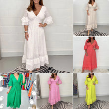 Load image into Gallery viewer, Embroidery Anglaise Frill Sleeve Midi Dress