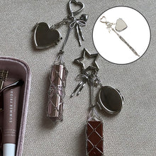 Load image into Gallery viewer, Silver Mesh Lipstick Pouch Bag Chain Charm with Star/Heart Accent