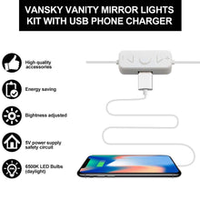 Load image into Gallery viewer, Vanity Mirror Lights Kit with Dimmer and USB Phone Charger