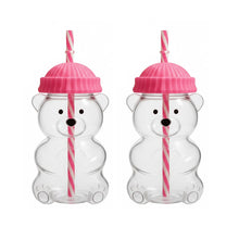 Load image into Gallery viewer, Adorable Teddy Bear Glass Straw Cup