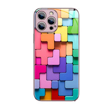 Load image into Gallery viewer, Flat 3D Square Pattern Glass Case Cover Compatible with iPhone