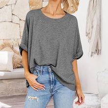 Load image into Gallery viewer, Round Neckline Oversized Midi Length Boxy Tee