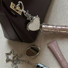 Load image into Gallery viewer, Silver Mesh Lipstick Pouch Bag Chain Charm with Star/Heart Accent