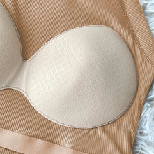 Load image into Gallery viewer, U Neck Built-in Bra Long Sleeve Tight Top
