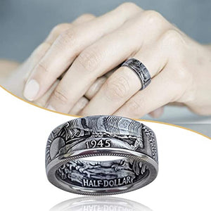 1945 Engraved Half Dollar Coin Ring