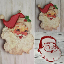 Load image into Gallery viewer, Vintage Wooden Jolly Santa Ornament