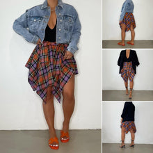 Load image into Gallery viewer, Women's Plaid Print Asymmetrical Hem Skirt