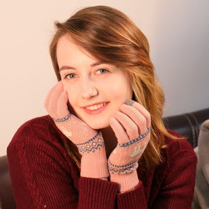 Snowflake Printed Knitted Touchscreen Gloves