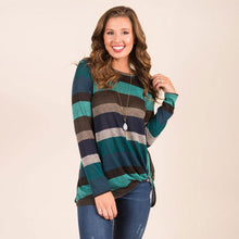 Load image into Gallery viewer, Striped Irregular Long Sleeve Top
