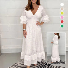 Load image into Gallery viewer, Embroidery Anglaise Frill Sleeve Midi Dress