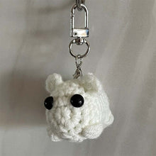 Load image into Gallery viewer, Cute Sad Crochet Hamster Keyring