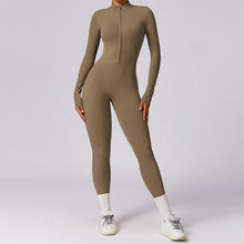 Load image into Gallery viewer, Women's Solid Zip Up Long Sleeve Sports Jumpsuit