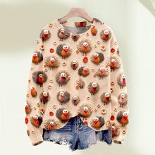 Load image into Gallery viewer, Christmas Cute Little Turkeys Print Knit Pullover Sweater