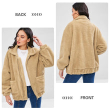 Load image into Gallery viewer, Lapel Zipper Plush Coat