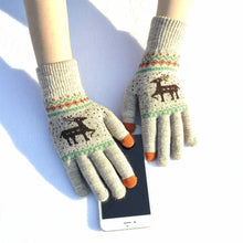 Load image into Gallery viewer, Snowflake Printed Knitted Touchscreen Gloves