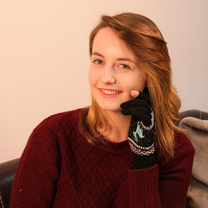 Snowflake Printed Knitted Touchscreen Gloves