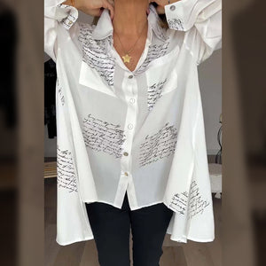Letter Print Fashion Lapel Shirt
