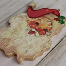 Load image into Gallery viewer, Vintage Wooden Jolly Santa Ornament