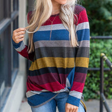Load image into Gallery viewer, Striped Irregular Long Sleeve Top