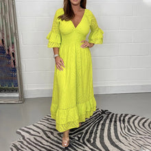 Load image into Gallery viewer, Embroidery Anglaise Frill Sleeve Midi Dress