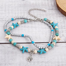 Load image into Gallery viewer, Sea turtle Anklet Starfish Turquoise