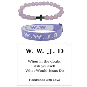 WWJD Cross Beaded Bracelet Set