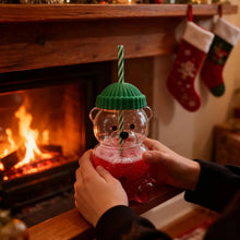 Load image into Gallery viewer, Adorable Teddy Bear Glass Straw Cup