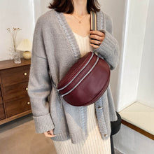 Load image into Gallery viewer, Multi-Pocket Women Leather Solid Crossbody Chest Bag