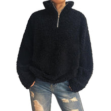 Load image into Gallery viewer, Zipper Collar Faux Fur Teddy Pullover