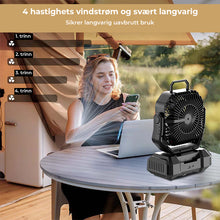 Load image into Gallery viewer, Bærbar oppladbar campingvifte