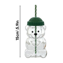 Load image into Gallery viewer, Adorable Teddy Bear Glass Straw Cup