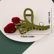 Load image into Gallery viewer, Elegant Velvet Tulip Hair Claw Clip