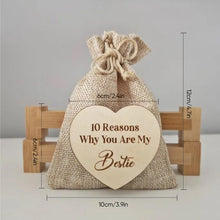 Load image into Gallery viewer, 10 Reasons Why You Are My Bestie Jute Bag With Hearts